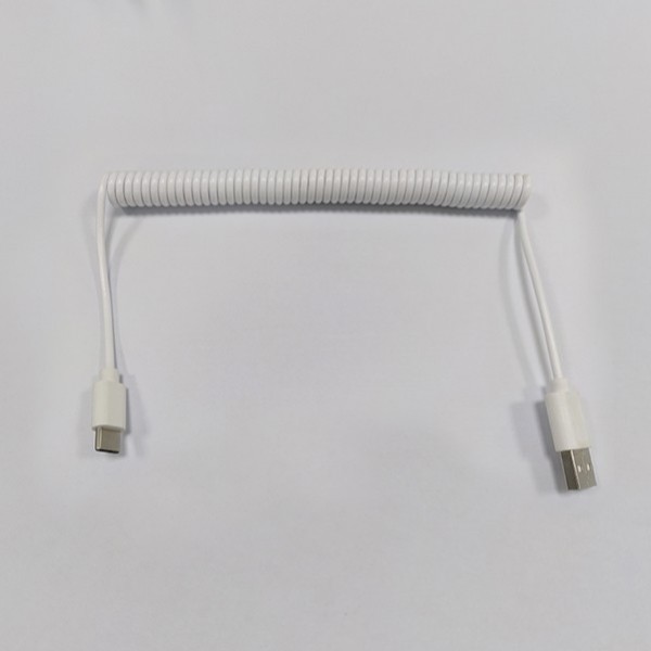 彈簧Type-C數(shù)據(jù)線(xiàn)，高彈性PU拉伸快充USB-C線(xiàn)